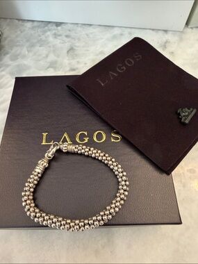 LAGOS Double-Strand Beaded Bracelet in Silver Tone